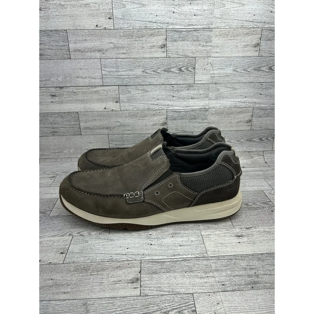 Clarks Collection Mens Grey Nubuck Slip On Loafers Size‎ 12 W Ultimate Comfort